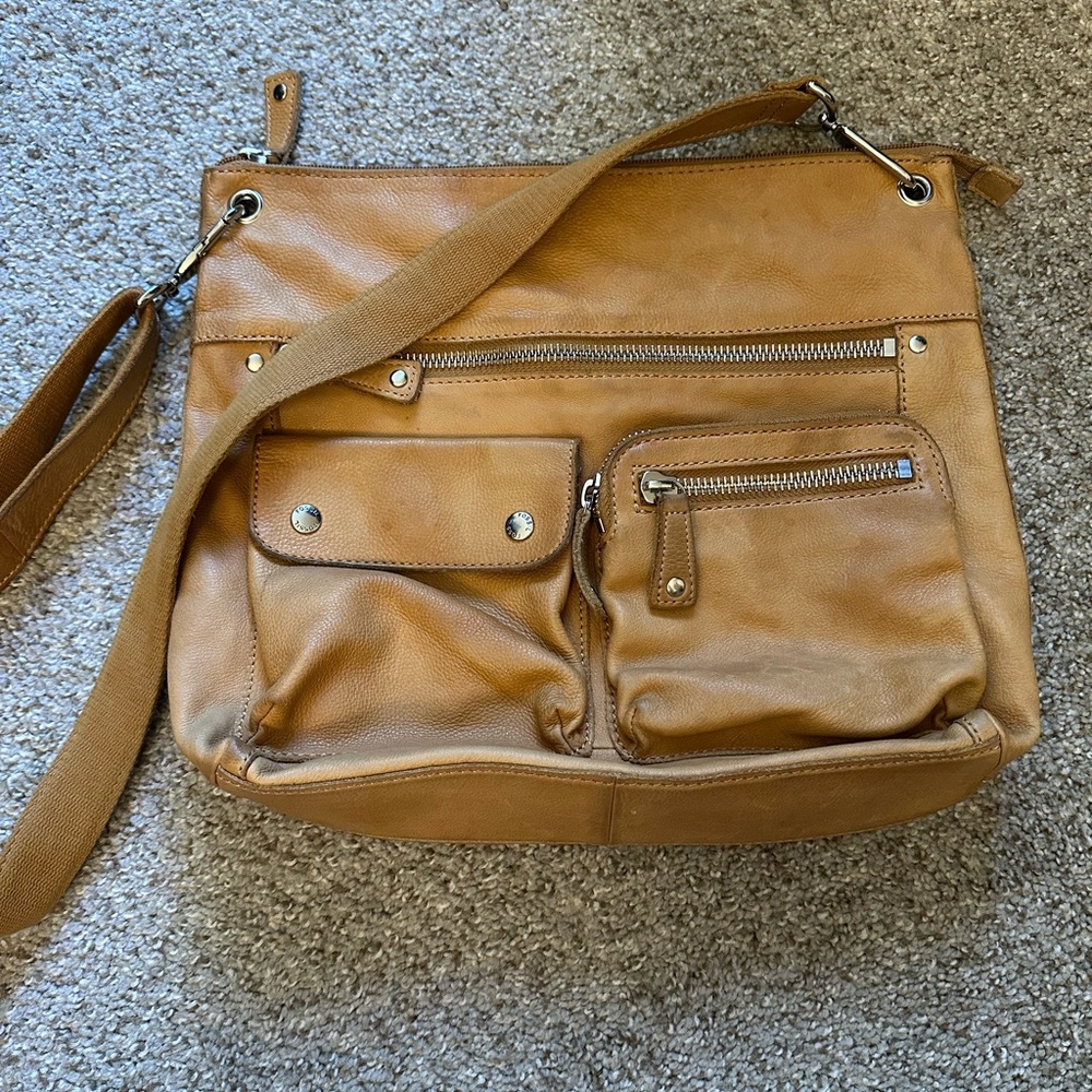 Fossil Tan Leather Crossbody Bag